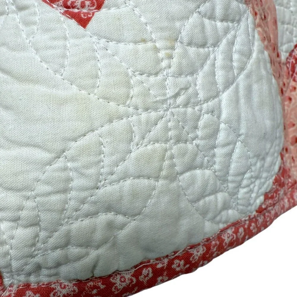 Martha Stewart Quilted Pillowcase One Standard Sham Pink White Print 100% Cotton